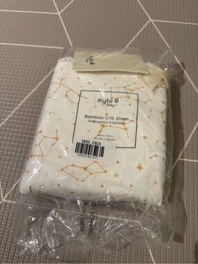 Kyte BABY White Bamboo Crib Sheet with Gold Constellation Print